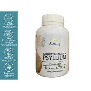 Psyllium em cápsulas Nattubras -120 Cápsulas De 700mg